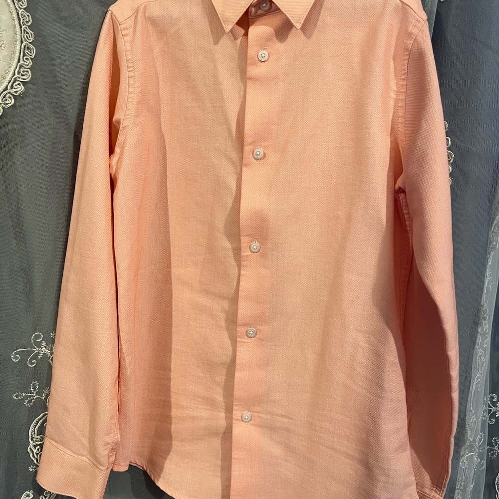 Calvin Klein Big Boy’s Light Orange Button-Down Shirt